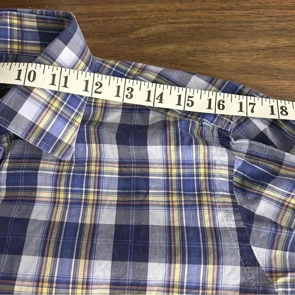 🌟Etro men shirt size 39 blue yellow  plaid - Picture 6 of 9